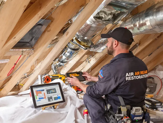 Lynnfield Air Duct Cleaning technician performing precise duct repair work in Lynnfield