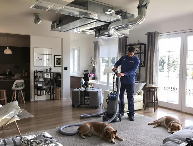 Lynnfield Air Duct Cleaning technician performing detailed indoor duct cleaning for improved air quality in Lynnfield